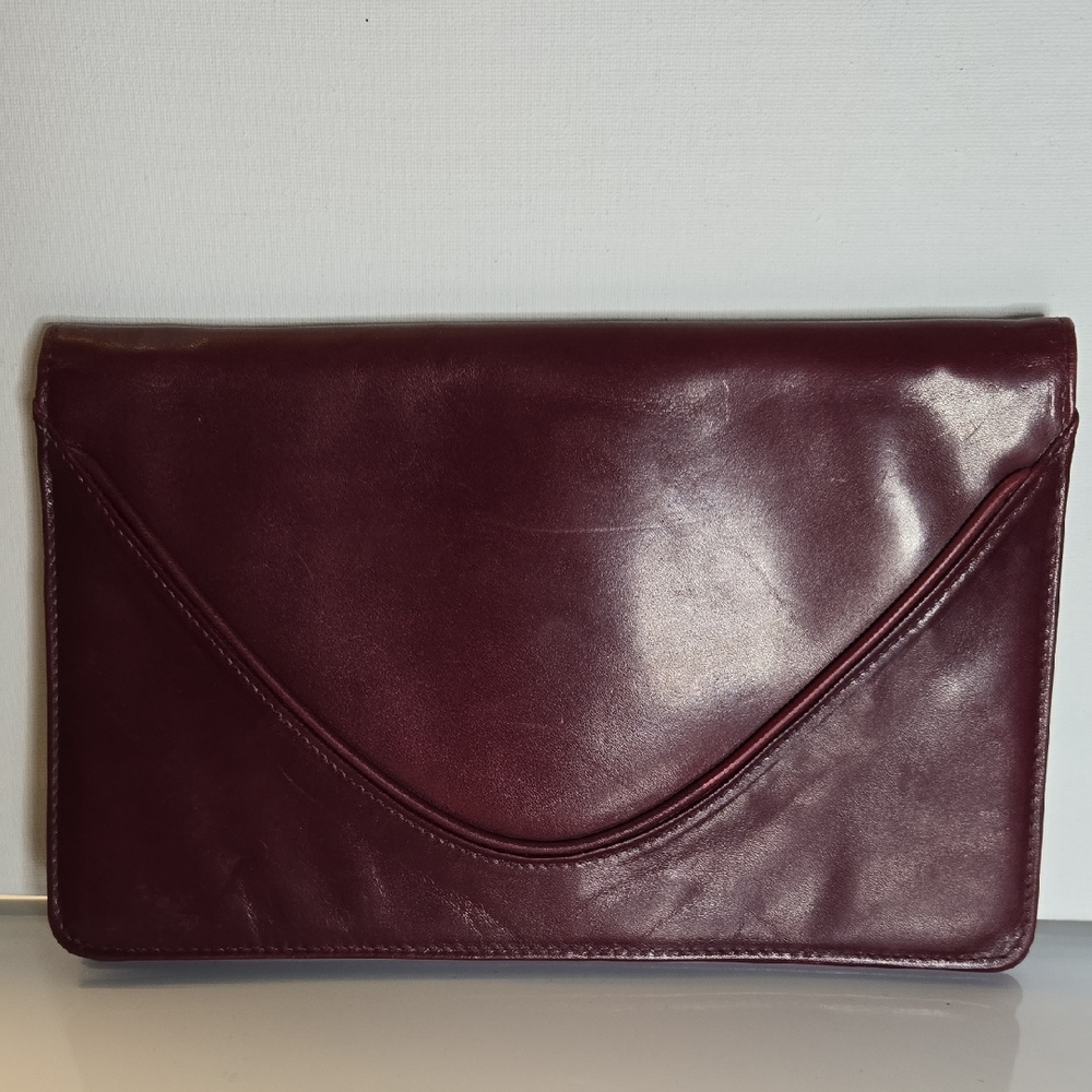 Pappagallo Made In Italy Deep Red Leather Clutch